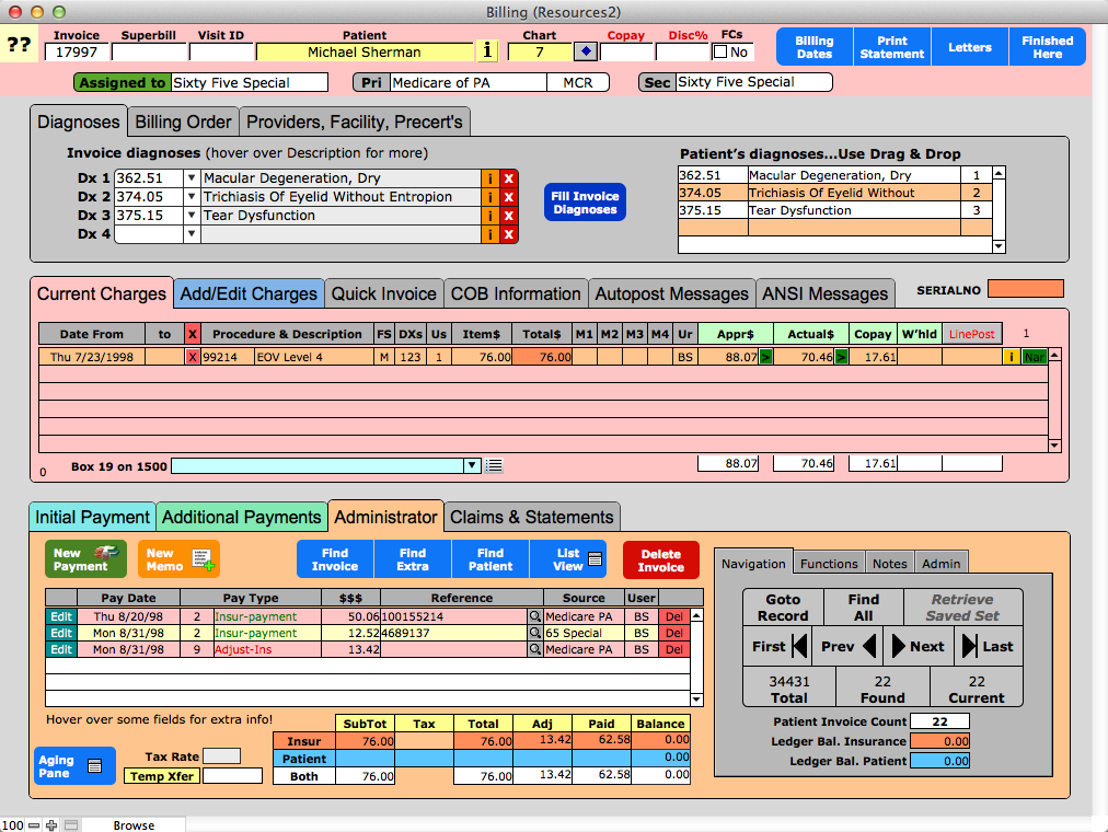 Billing Charge and Payment Entry