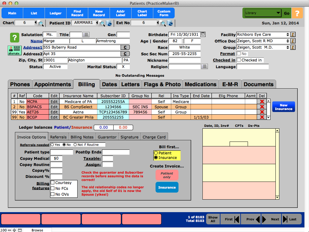 Patient's Billing Information
