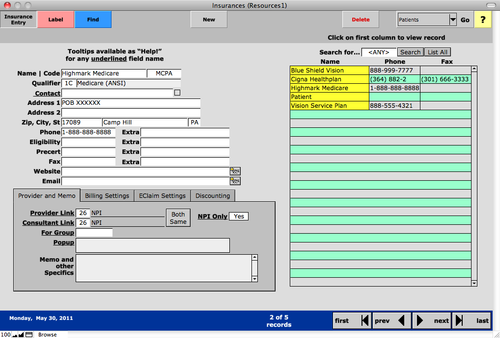 PhoneBook Insurances' Page